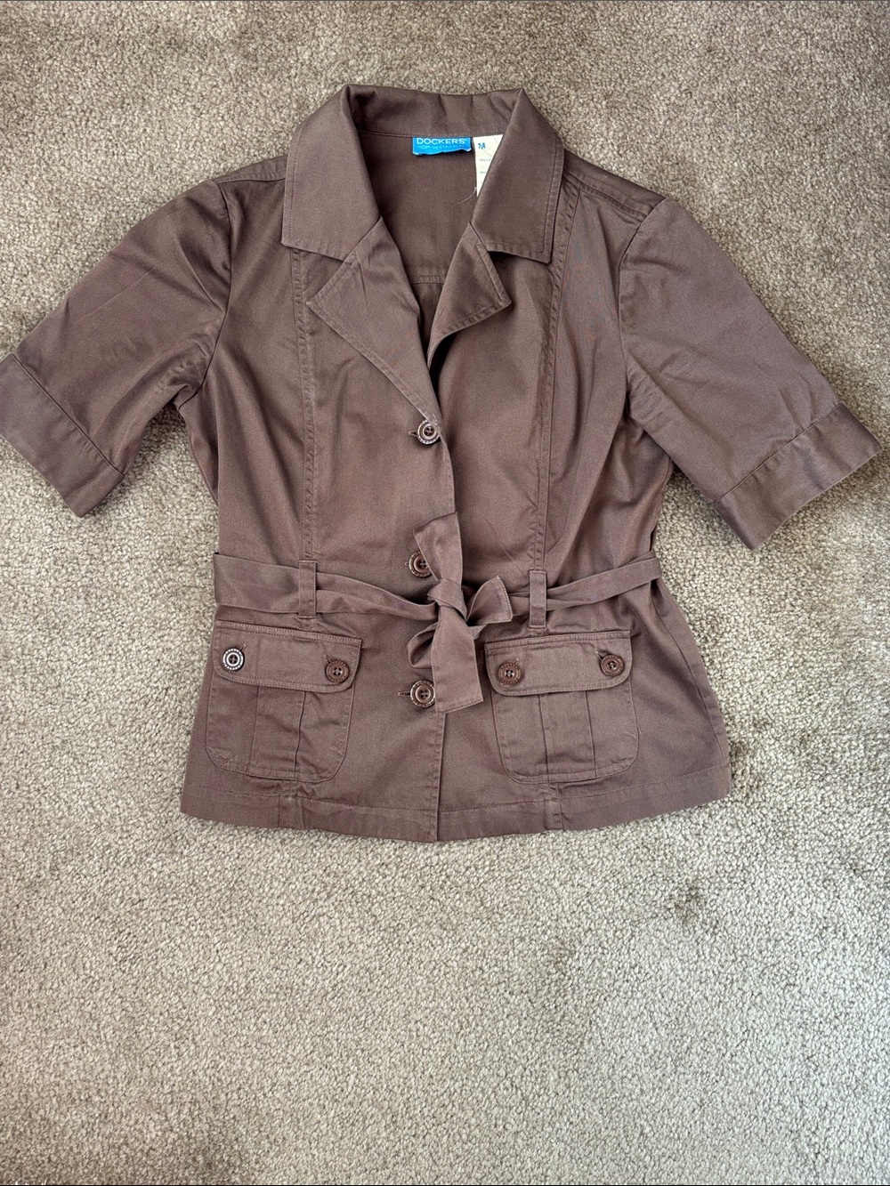 Dockers Brown Short-Sleeve Tie-Waist Jacket